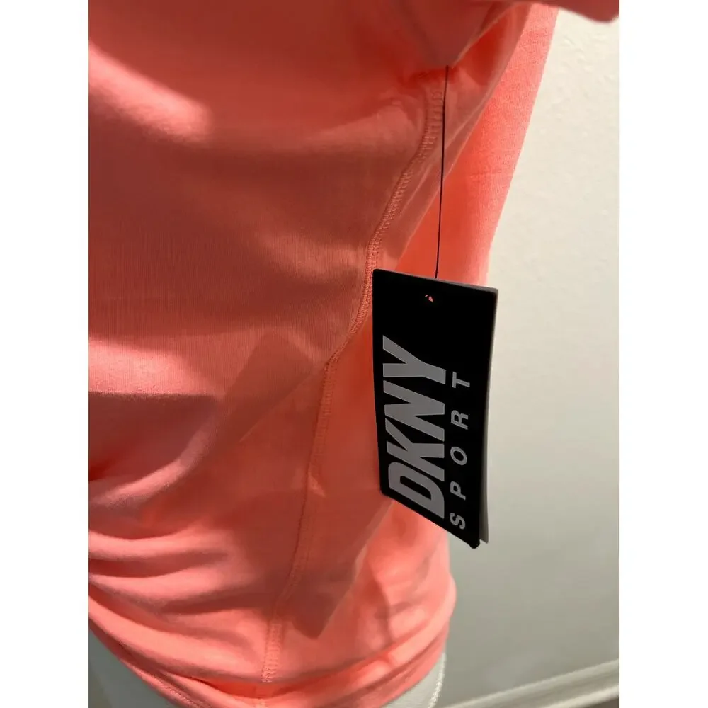 DKNY Sport Womens Cotton Stud Logo Knot Front T-Shirt Tee Top Sz XS 100% Cotton - Picture 6 of 9